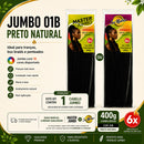 Kit 2 Jumbo 400g Cabelo Preto Natural 01B Sintético Para Tranças Box Braids Fibra Leve Várias Cores